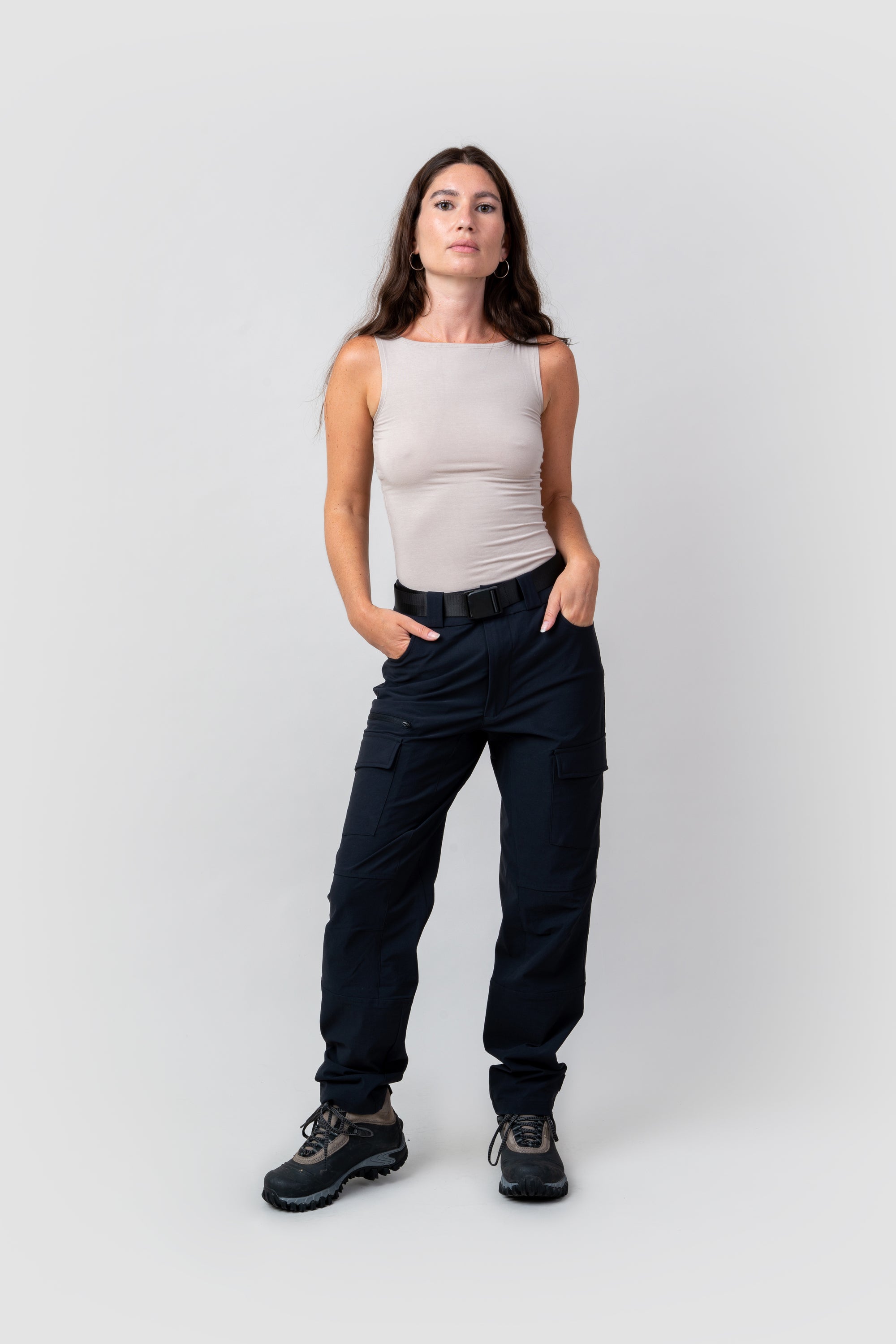 Women's Cargo Mid-Rise Slim Regular Fit Full Pants - A New Day Black 8